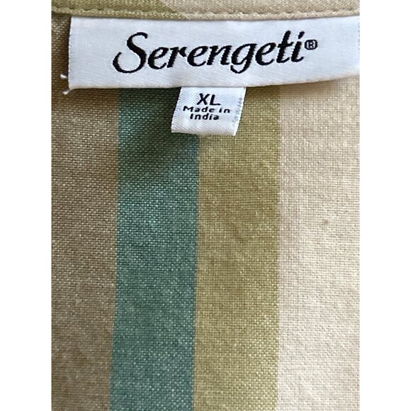 Serengeti XL 100% Cotton Striped Button-Front 3/4 Sleeve Shirt - Picture 4 of 8